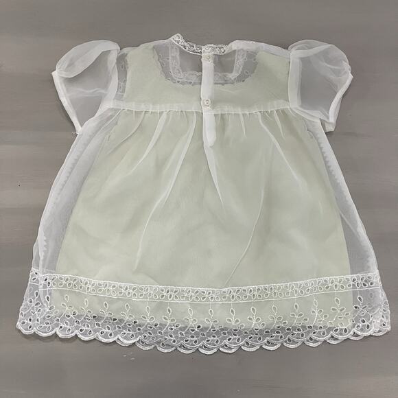 Vintage 1950s Infant Dress by Carol Joy Creations Heirloom Keepsake Green 0-6M - Picture 2 of 9